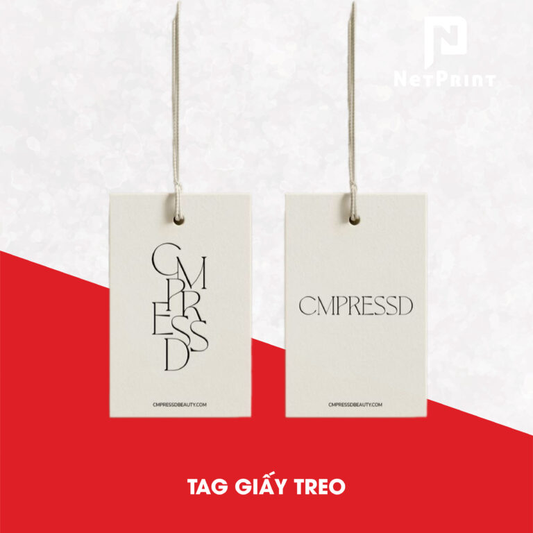 Tag giấy treo in cho thương hiệu thời trang do NetPrint sản xuất