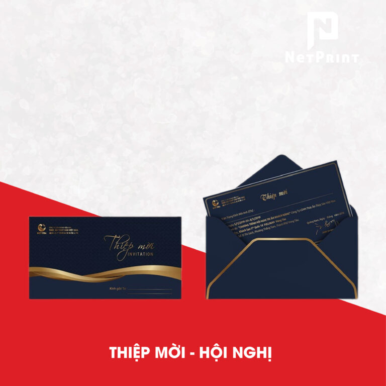 Thiệp mời sự kiện ép kim kèm phong bì do NetPrint in