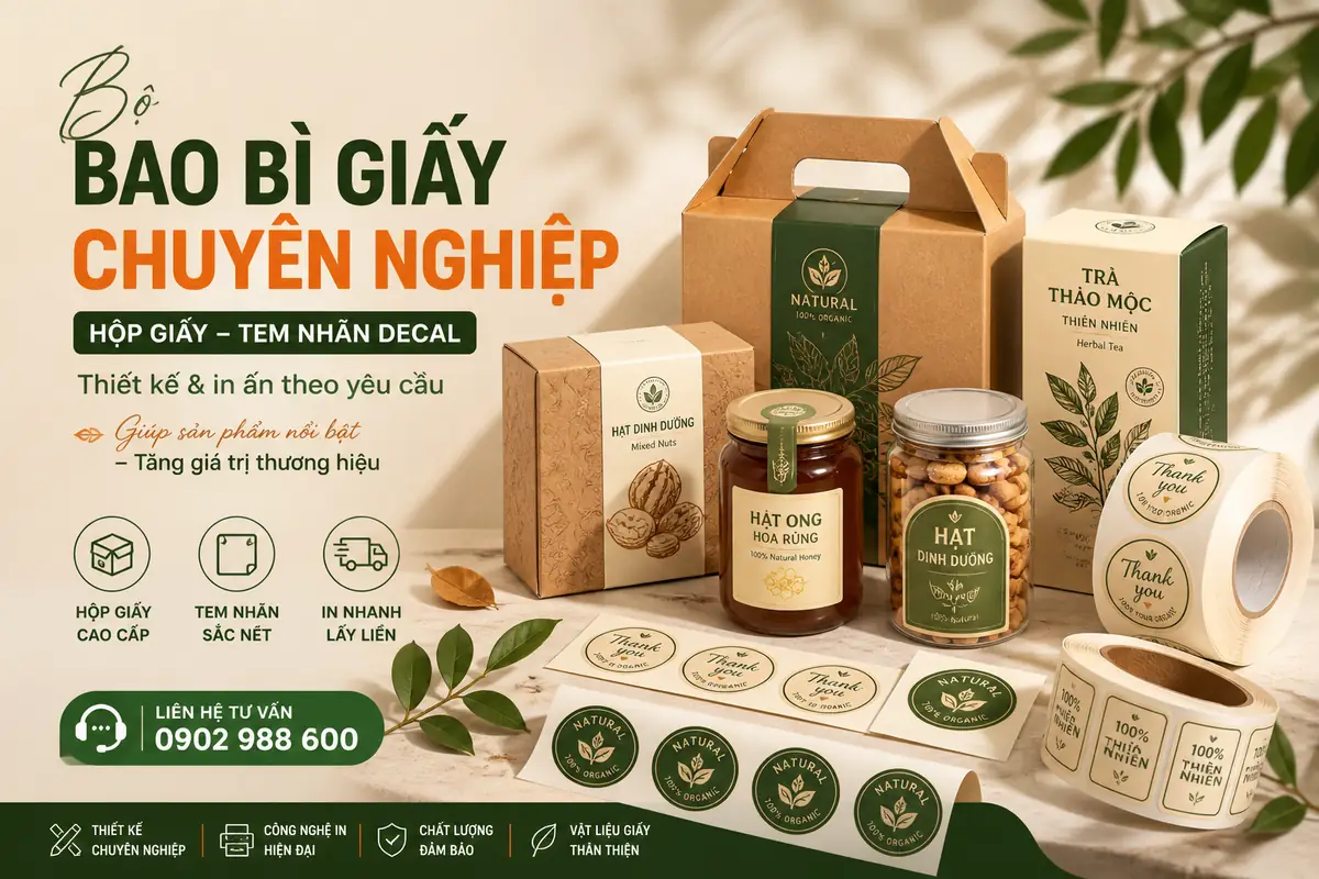 NetPrint 2 Bộ hộp giấy , túi giấy tem nhãn